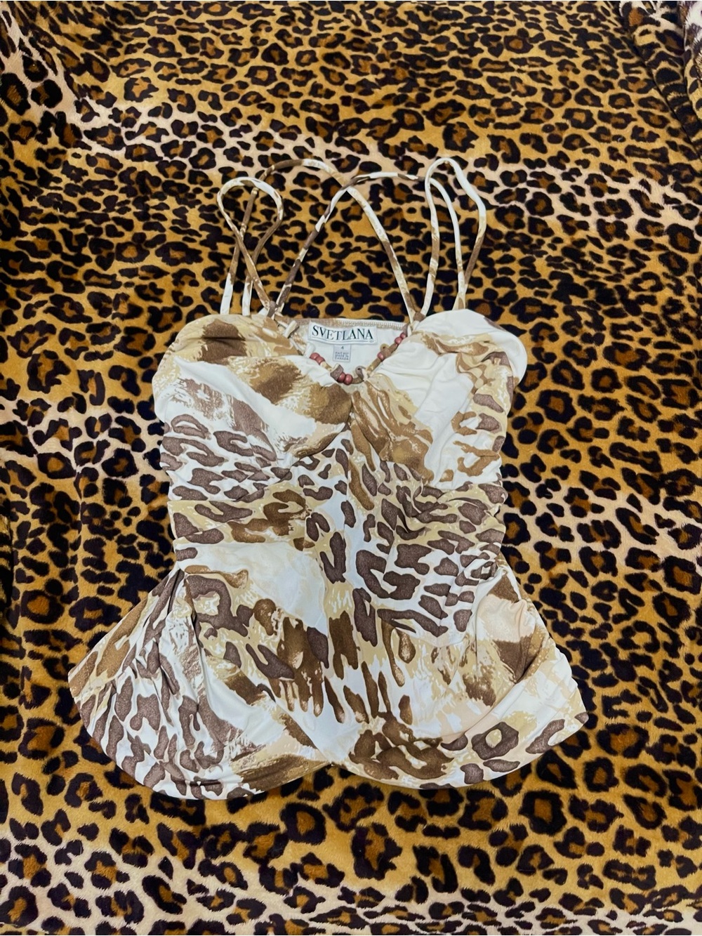 Cheetah Print Svetlana Halter Strap Top